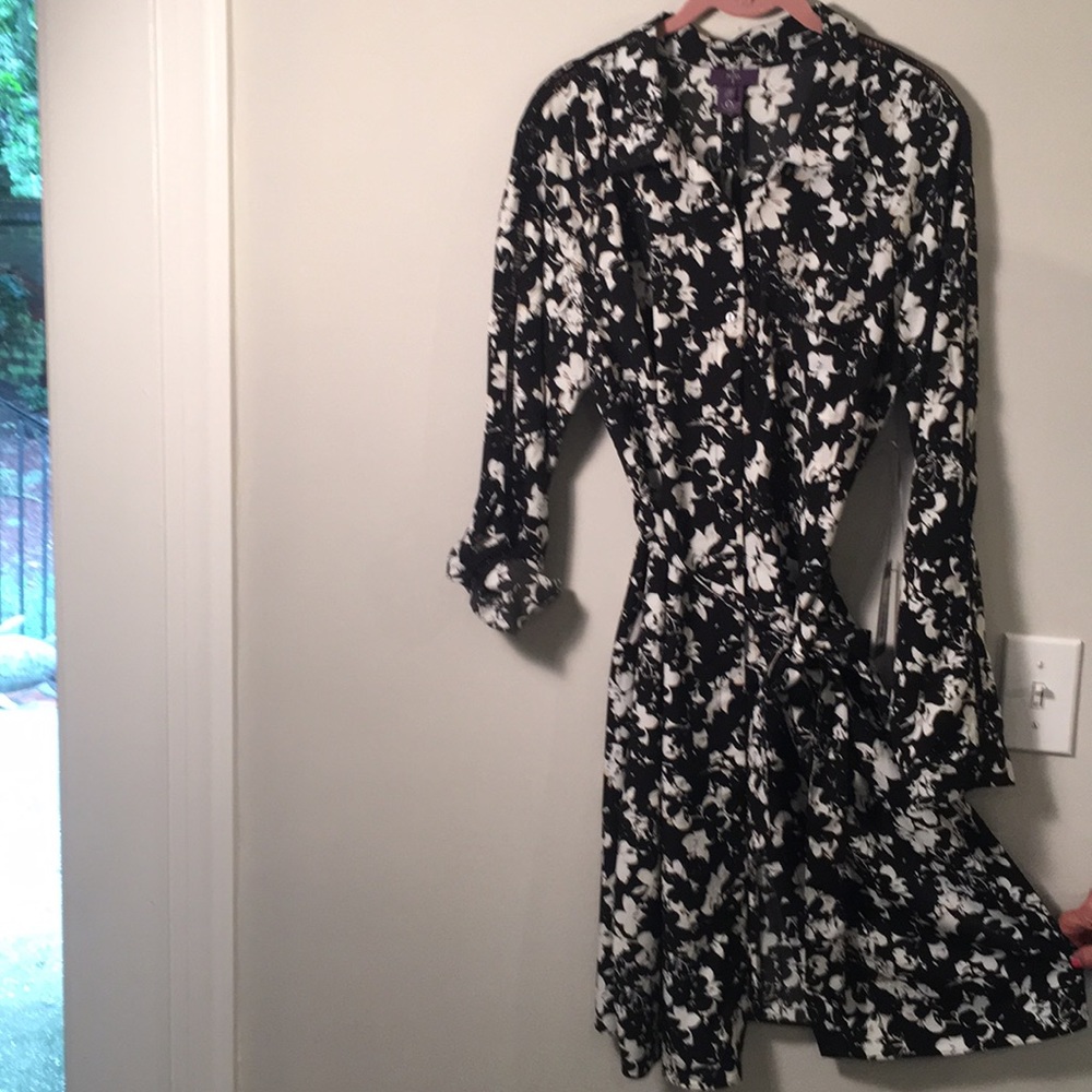 NYDJ Black Floral Dress Sz 12 NWT